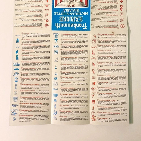 Vintage Frankenmuth Explore Michigans  Little Bavaria Map Brochure Pamphlet - Picture 12 of 14